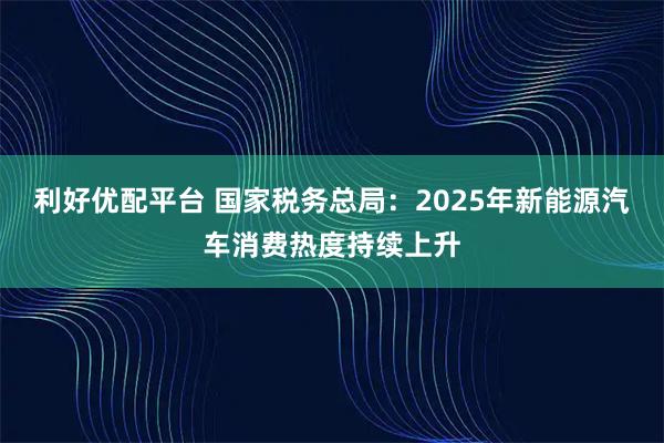 利好优配平台 国家税务总局：2025年新能源汽车消费热度持续上升