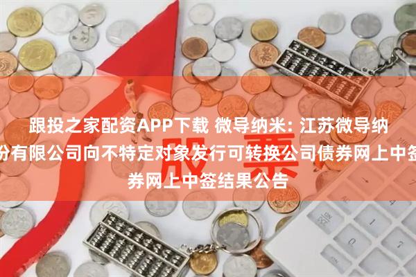 跟投之家配资APP下载 微导纳米: 江苏微导纳米科技股份有限公司向不特定对象发行可转换公司债券网上中签结果公告